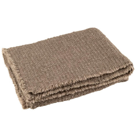 Plaid Uni "Effiloché" 130x180cm Taupe (1/2)