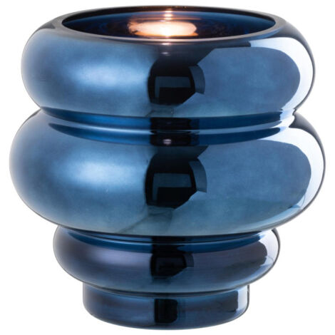 Photophore Design "Cléa" 20cm Bleu (1/2)