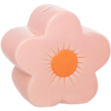 Tirelire Enfant en Céramique "Fleur" 13cm Rose (1/2)