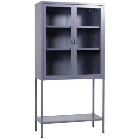 Vitrine 2 Portes en Verre "Misha" 150cm Gris (1/5)