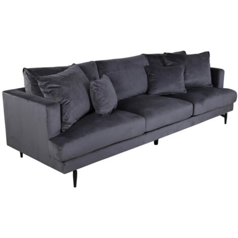 Canapé 3 Places en Velours "Sofia" 260cm Gris Foncé (1/5)