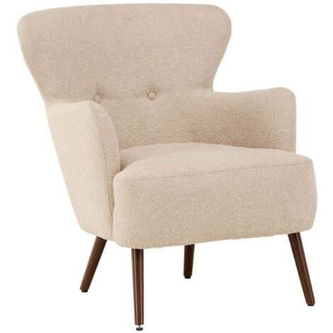 Fauteuil Design Bouclette "Lincoln" 85cm Beige (1/5)