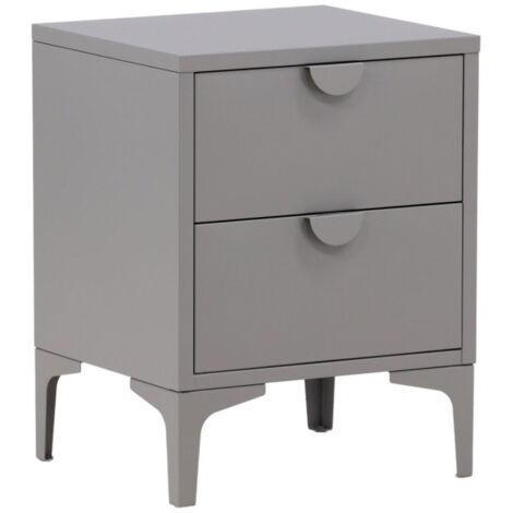 Table de Chevet 2 Tiroirs "Piring" 59cm Gris Clair (1/5)