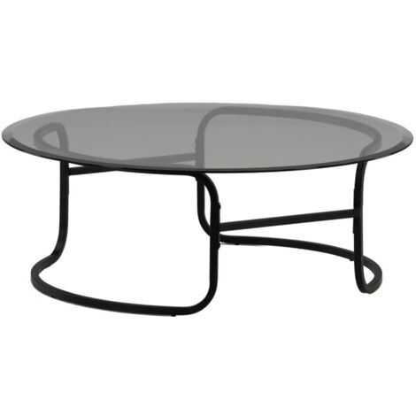 Table Basse Design en Verre "Lomma" 110cm Noir (1/5)