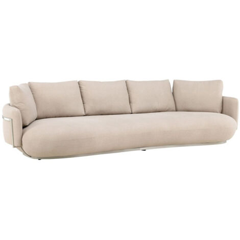 Paris Prix – Canapé droit 4 places 275cm – Polyester beige – Confortable avec coussins inclus – Dimensions assise L. 255 x l. 103 x H. 37 cm (1/5)