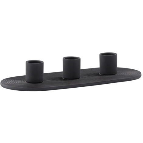 Bougeoir en Argile 3 Bougies "Dian" 24cm Noir (1/5)