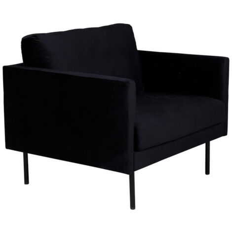 Fauteuil en Velours "Zoom" 95cm Noir (1/5)