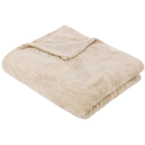 Plaid Déco Flanelle "Ryo" 125x150cm Beige Lin (1/4)