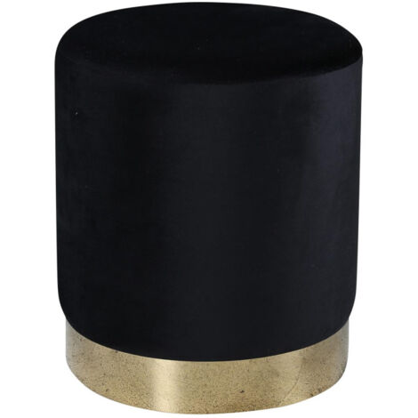 Pouf en Velours "Benji" 42cm Noir (1/5)