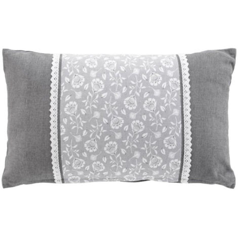 Coussin Déco Imprimé "Flavie" 30x50cm Gris (1/5)