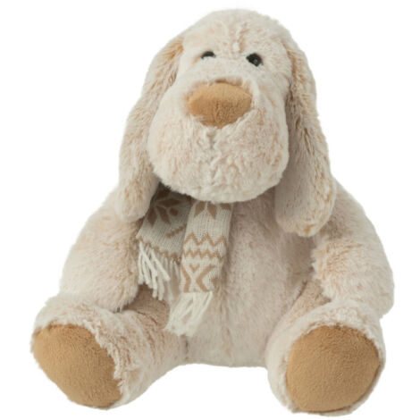 Peluche Chien Assis "Écharpe" 25cm Beige (1/3)