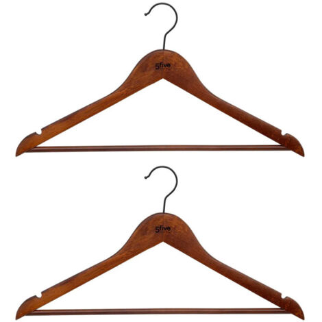 Lot de 2 Cintres en Bois "Vintage" 44cm Marron (1/3)