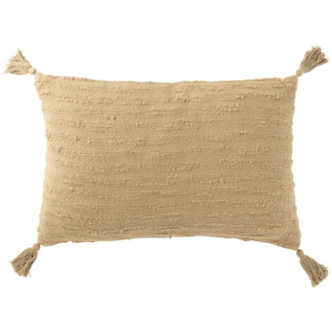 Coussin Déco à Pompons "Marea" 40x60cm Beige Foncé (1/2)