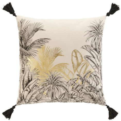 Coussin Déco Imprimé "Papaya" 45x45cm Naturel (1/4)