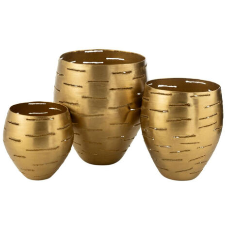 Lot de 3 Photophores en Métal "Wilburn" 52cm Or (1/5)