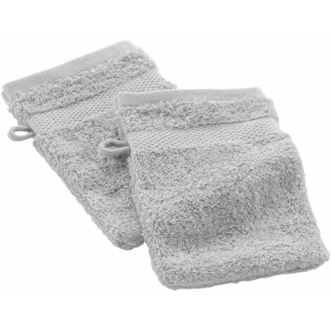 Lot de 2 Gants de Toilette "Elegance" 15x21cm Gris Perle (1/5)
