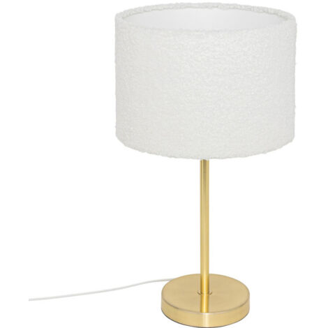Atmosphera – Lampe à poser bouclette 49cm or – Abat-jour tissu – Douille E27 – Puissance 25W – IP20 pour intérieur
