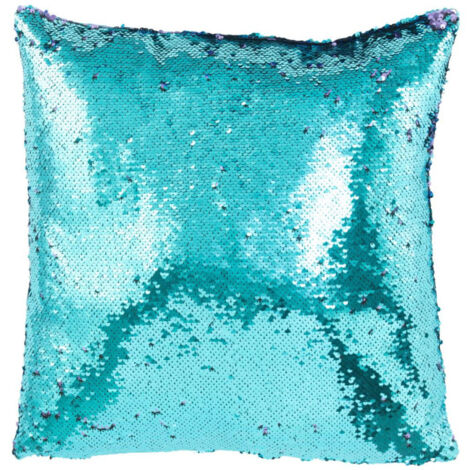 Coussin Déco Réversible "Sequin" 45x45cm Bleu & Mauve (1/4)