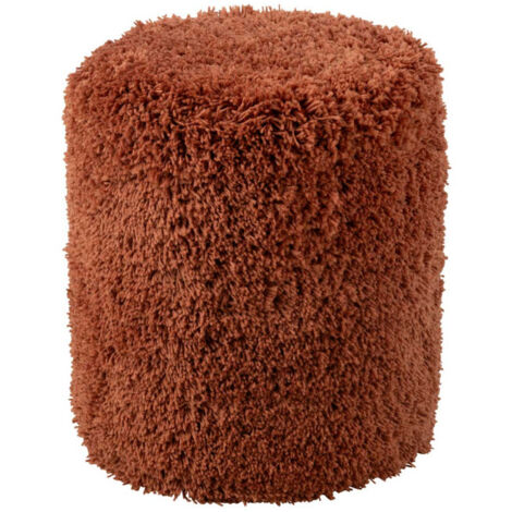 Pouf Cylindre "Duveteux" 50cm Brique (1/5)