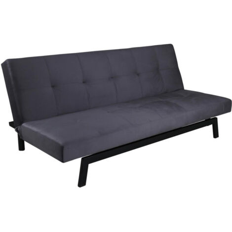 Canapé Convertible en Velours "Bodil" 180cm Gris Foncé (1/5)