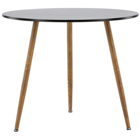 Table à Manger Ronde "Polar" 90cm Noir (1/5)