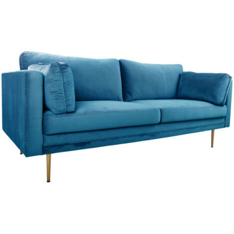 Canapé 3 Places en Velours "Boom" 203cm Bleu (1/5)