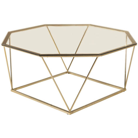 Table Basse Design en Verre "Osterlen" 100cm Or (1/5)
