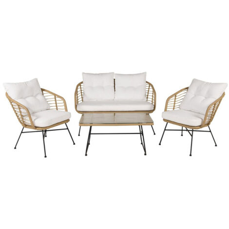Salon de Jardin "Viga" 126cm Naturel (1/5)