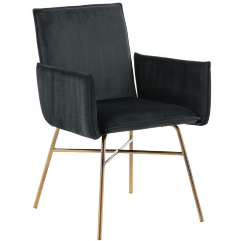 Chaise Design en velours "Petra" 87cm Noir & Cuivre (1/5)
