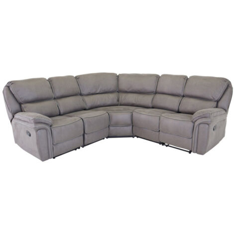 Paris Prix – Canapé d'angle de relaxation 5 places – Revêtement microfibre gris – Dossiers inclinables – Dimensions L. 169 x l. 98 x H. 104 cm (1/5)