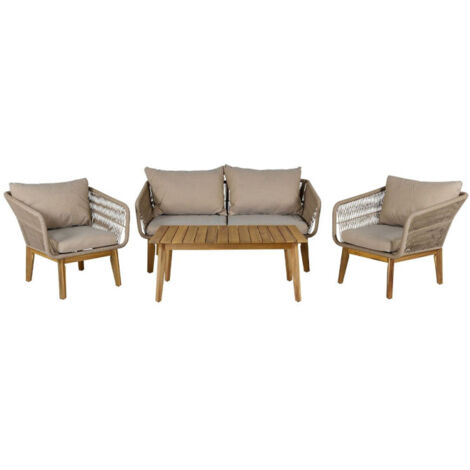 Salon de Jardin en Bois "Chania" 164cm Beige (1/5)