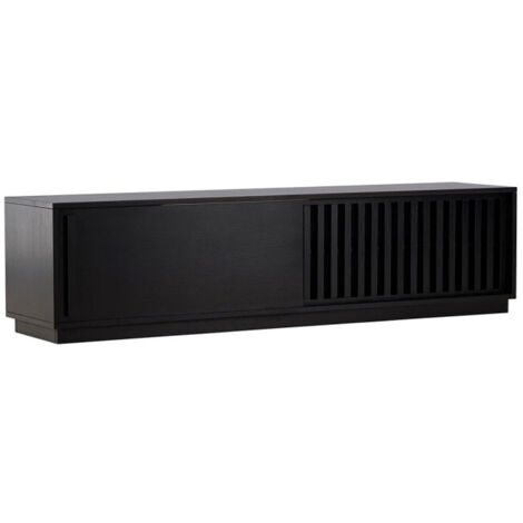 Meuble TV Design Nervuré "Lugo" 180cm Noir (1/5)