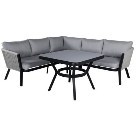Salon d'Angle de Jardin "Virya" 206cm Noir & Gris (1/5)