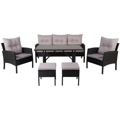 Salon de Jardin "Knock" 158cm Noir & Gris (1/5)