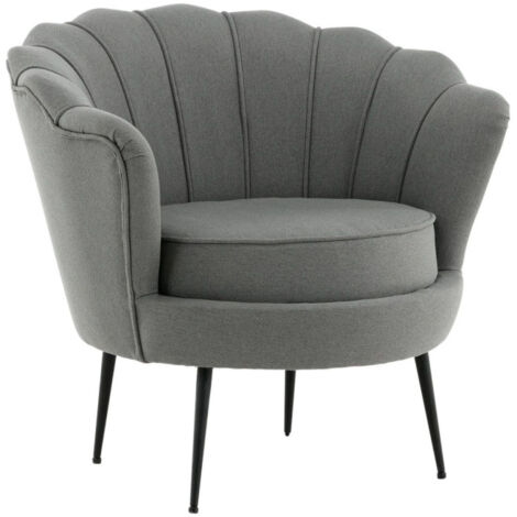 Fauteuil Coquillage en Tissu "Calais" 83cm Gris (1/5)
