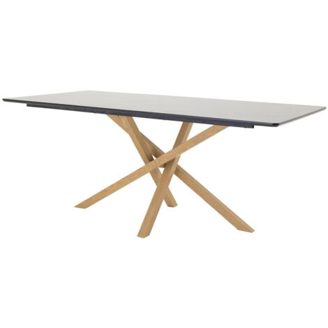 Table à Manger "Piazza" 180cm Noir & Naturel (1/4)