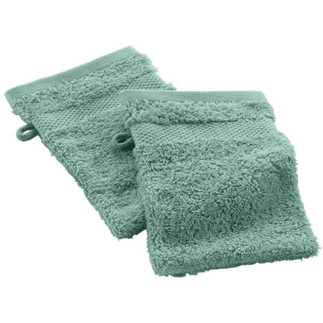 Lot de 2 Gants de Toilette "Elegance" 15x21cm Céladon (1/5)