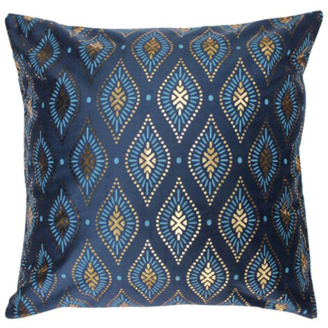 Housse de Coussin en Velours "Sofia" 40x40cm Bleu (1/3)
