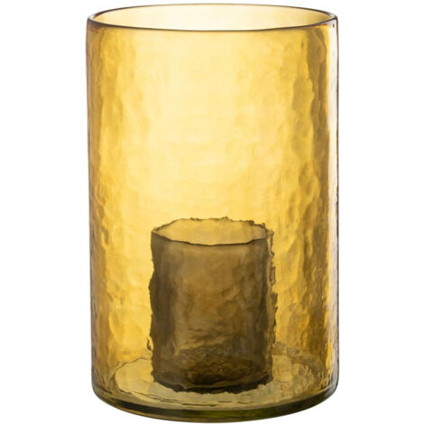 Photophore Double en Verre "Hurricane" 30cm Jaune (1/5)