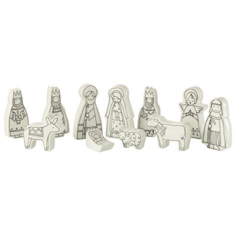 Crèche de Noël en Dolomite "11 Santons" 14cm Blanc (1/2)