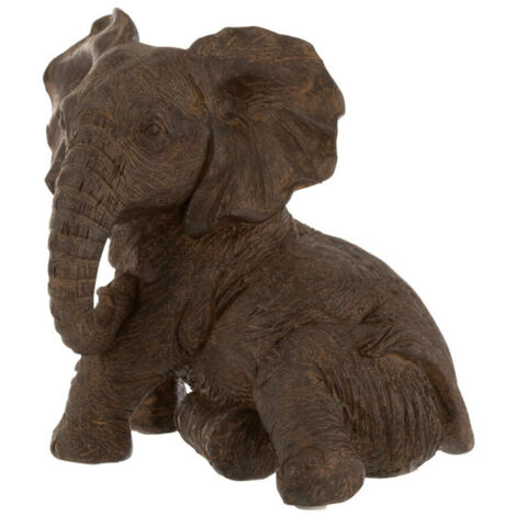 Statuette Déco "Éléphant Couché" 19cm Marron (1/2)