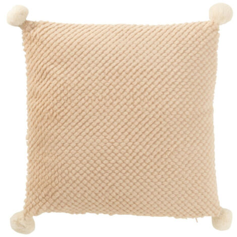 Coussin Déco à Pompons "Ulysse" 45x45cm Beige (1/3)
