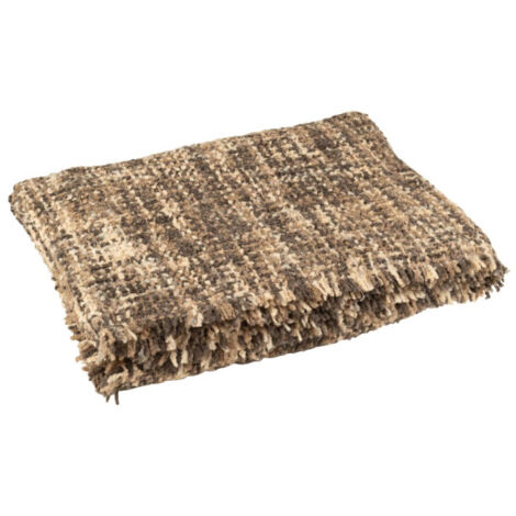 Plaid en Tweed "Cosy" 130x180cm Marron & Beige (1/4)