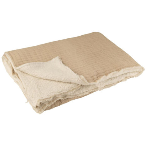 Plaid Déco Lignes "Teddy" 130x180cm Beige (1/4)