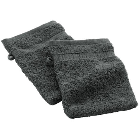Lot de 2 Gants de Toilette "Elegance" 15x21cm Anthracite (1/5)