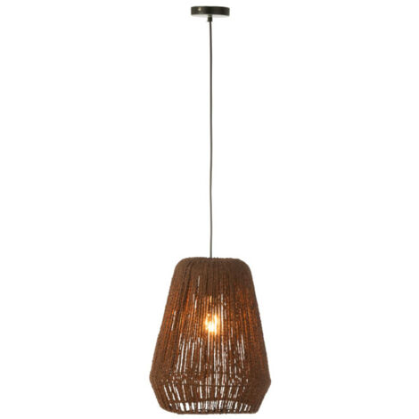Suspension Rustique Braun Licht-Erlebnisse - 38cm De Diamètre - Avec Ampoule LED 12W Et Abat-jour En Verre