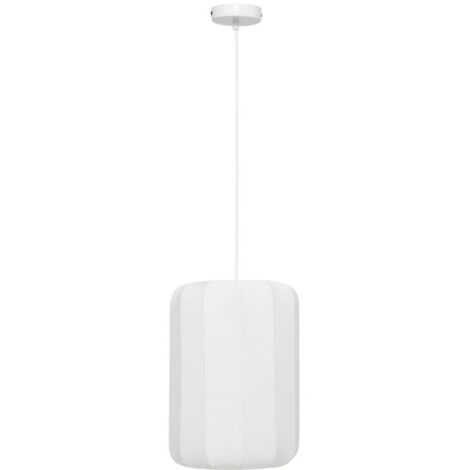 Lampe Suspension en Coton "Tobie" 25cm Blanc (1/5)