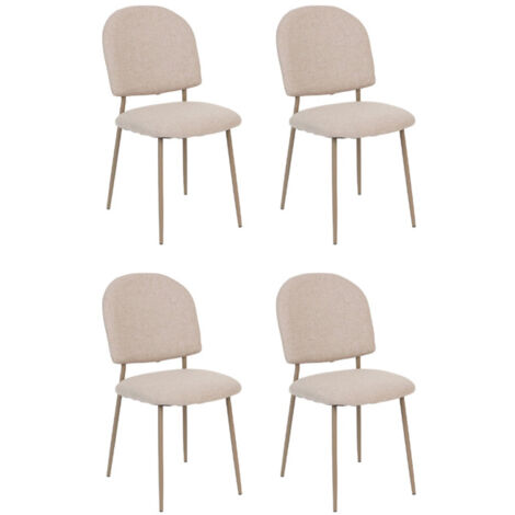 Atmosphera – Lot de 4 chaises rembourrées 84cm beige – Revêtement polyester – Structure contreplaqué et acier – Densité rembourrage 25kg/m3 (1/4)
