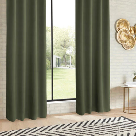 Rideau Occultant "Topa" 140x260cm Vert Kaki (1/2)