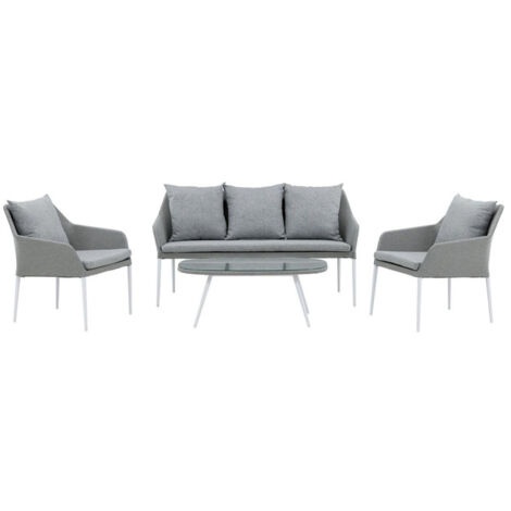 Salon de Jardin "Spoga" 151cm Gris & Blanc (1/5)
